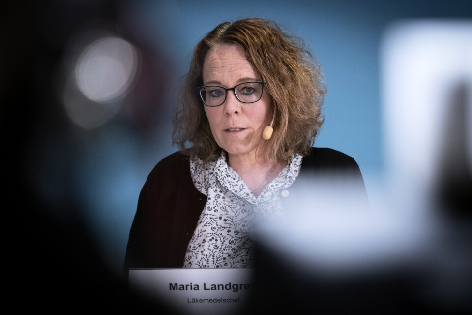 Maria Landgren, läkemedelschef och vaccinsamordnare, under Region Skånes pressträff på onsdagen.