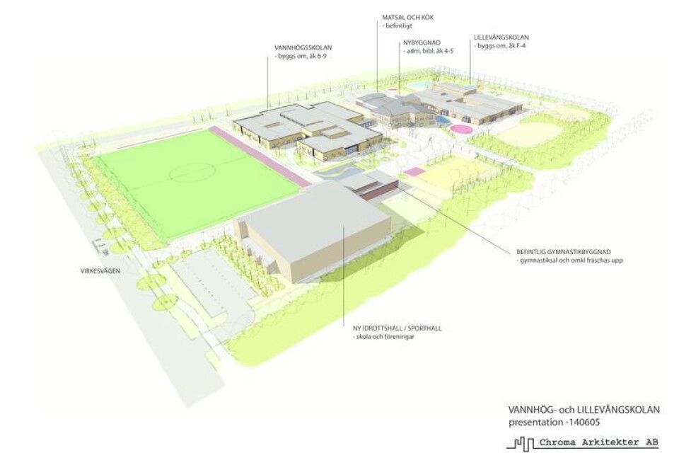 Lillevångskolan och Vannhögskolan kommer att byggas ihop och en ny idrottshall ska också byggas. Om två år ska allt vara klart.