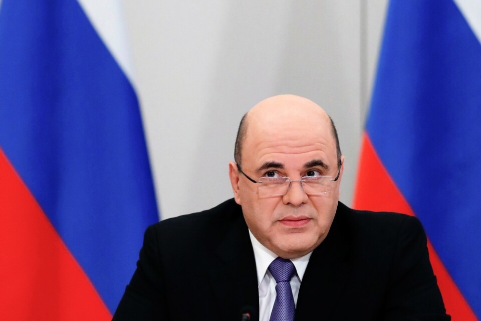 Rysslands premiärminister Michail Misjustin i samband med ett regeringsmöte i Moskva i fredags.