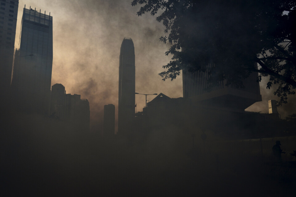 Hongkongbörsen faller. Arkivbild från tidigare demonstrationer i staden.