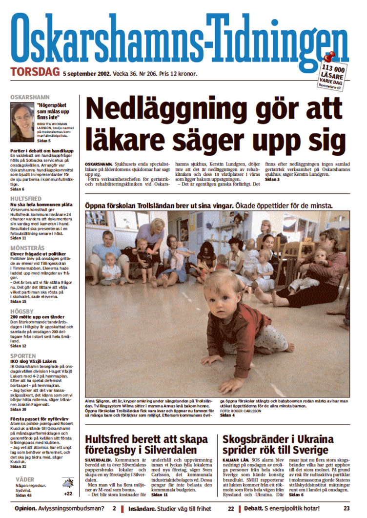 Oskarshamns-Tidningen den 5 september 2002