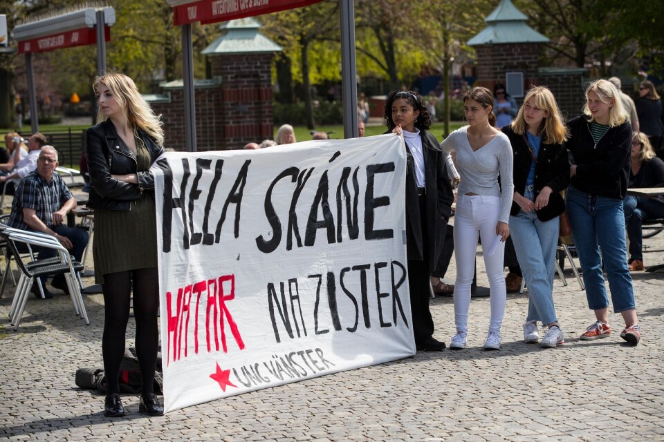 Ung vänster arrangerade en demonstration mot nazism.