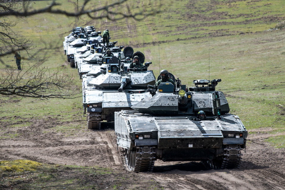Sverige har donerat stridsfordon 90 till Ukraina och ska börja producera fordonen i landet. Arkivbild.