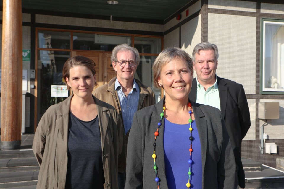 Alliansen representerad av Malin Henriksson (L), Carl-Göran Svensson (C), Jeanette Ovesson (M) och Paul Frogner Kockum (KD).
