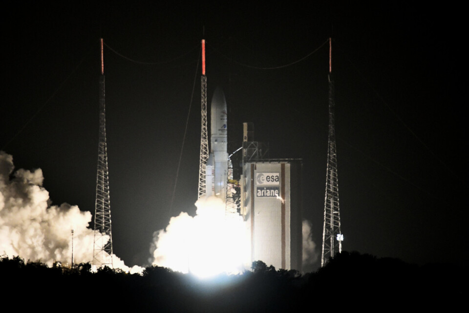 Raketen Ariane 5 har skickat upp den omprogrammerbara satelliten Eutelsat Quantum i omloppsbana runt jorden. Arkivbild.