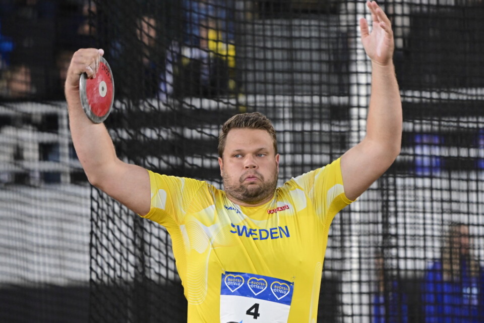 Sveriges Daniel Ståhl vann herrarnas diskus i Finnkampen.