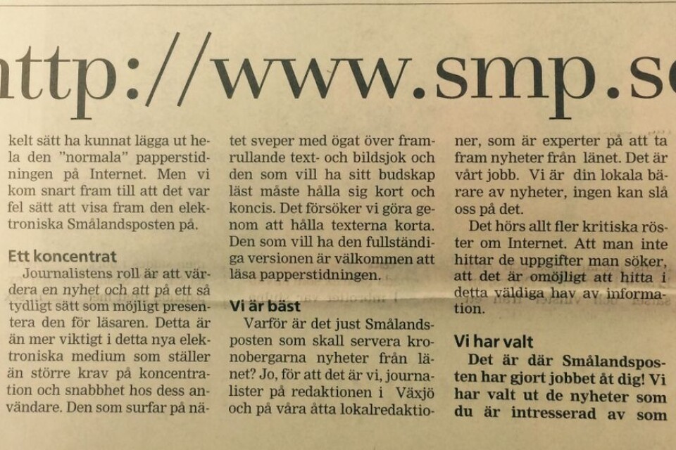 När smp.se såg dagens ljus för 25 år sedan i dag skrev ansvarig utgivare följande programförklaring för print och webb.