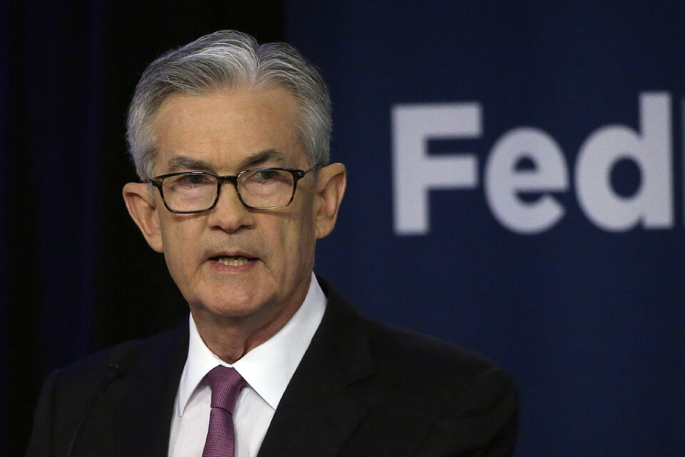Fed-chefen Jerome Powell lämnar räntebesked den kommande veckan. Ekonomer räknar med en sänkning, något som kanske försvårar Riksbankens planer på räntehöjningar de kommande åren. Arkivbild.