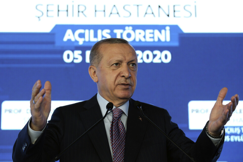 Turkiets president Recep Tayyip Erdogan i vid en sjukhusinvigning i Istanbul på lördagen.