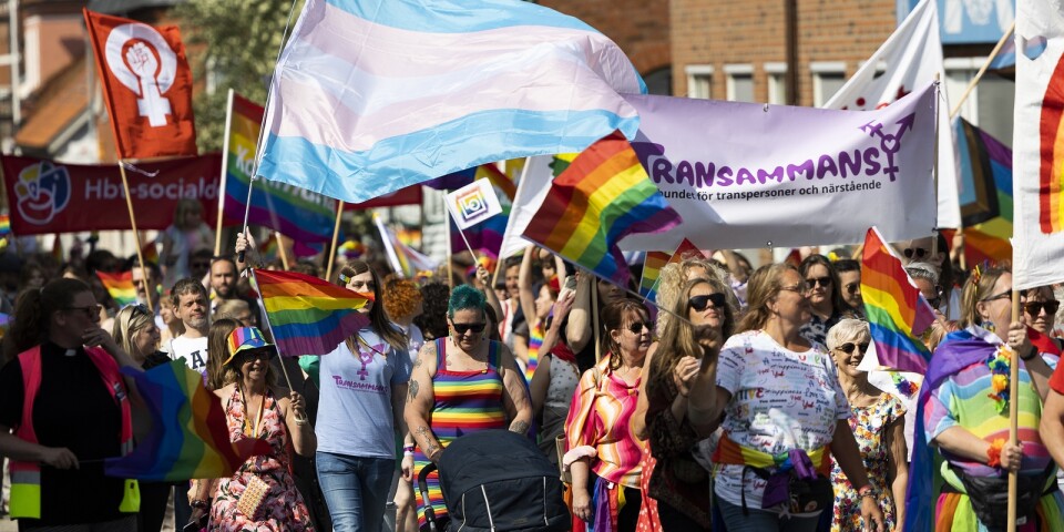 Pridefesten paraderade under regnbågsflaggorna i Skurup