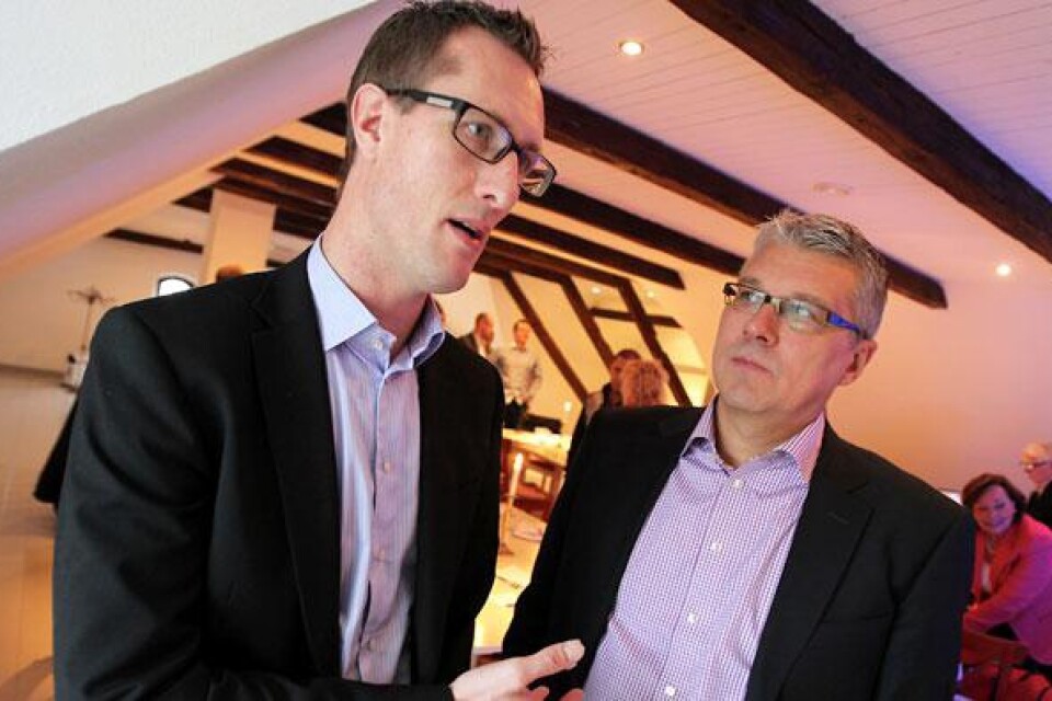 Joen Garsén från Region Skåne och Mats Nilsson, bankchef på Swedbank i Trelleborg, arrangerade tillsammans ett frukostmöte för företagare på Idala gård.