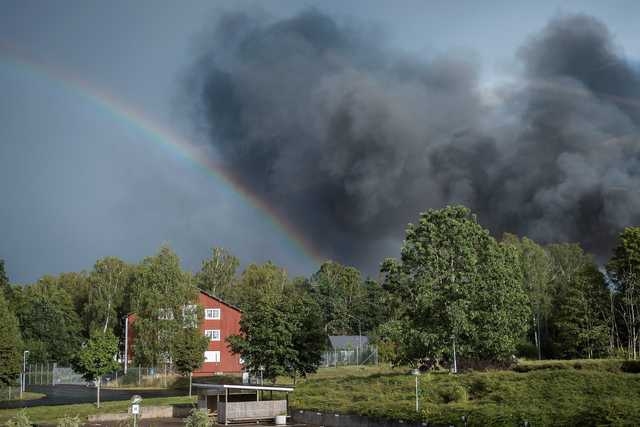 Röken spred sig över Hässleholm.
Foto: Sofia Åström