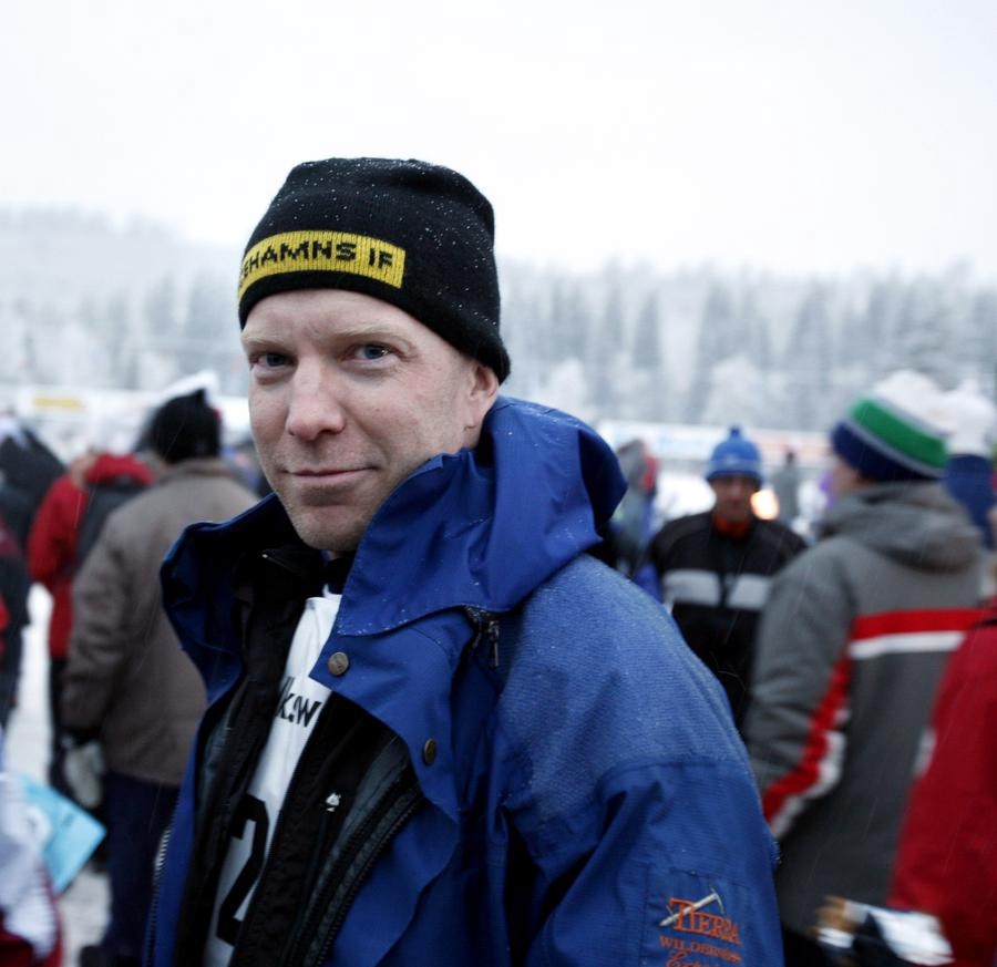 David Håkansson från Ulricehamn förbereder sig inför loppet.
