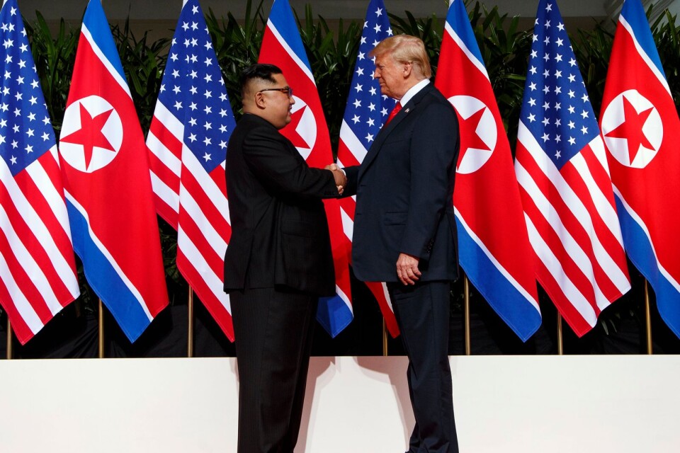 Kim Jong Un och Donald Trump i Singapore.