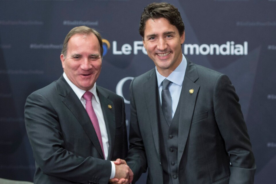 Stefan Löfven och Canadas statsminister Justin Trudeau är två av flera världsledare som förespråkar ett vaccin för alla