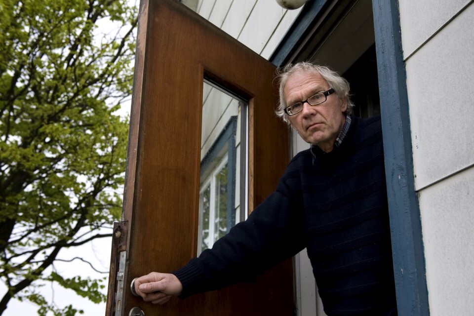 Lars Vilks i sin bostad utanför Höganäs, 2010.