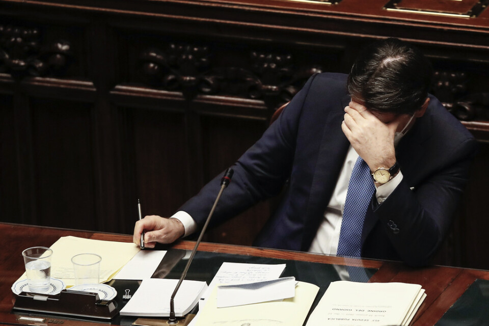 Italiens premiärminister Giuseppe Conte under måndagens utfrågning i parlamentets deputeradekammare.