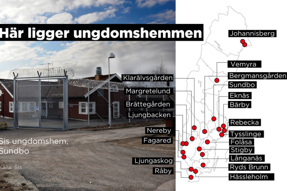 Här ligger Sveriges 21 särskilda ungdomshem med drygt 700 platser.