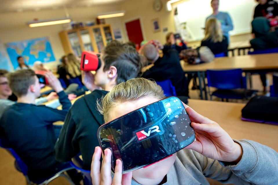 VR-verktyg testas i skolundervisningen på bland annat Snapphaneskolan i Knislinge.