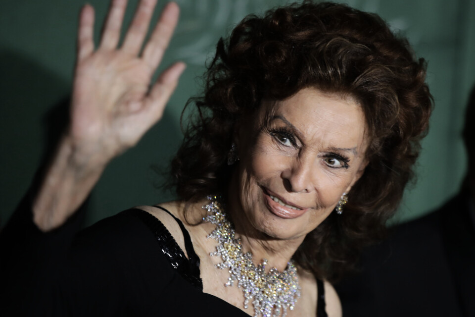 Sophia Loren vid en modegala i Italien 2019. Arkivbild.