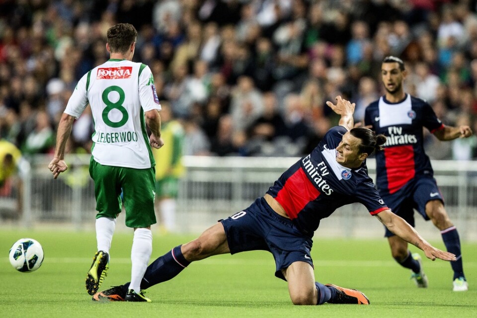 Zlatan Ibrahimovic under vänskapsmatchen mellan Hammarby och Paris Saint-Germain på Tele2 arena.