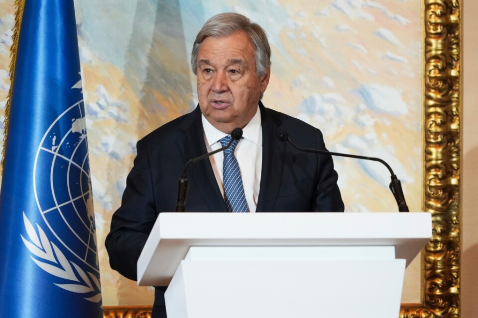 FN:s generalsekreterare António Guterres efter det att samtalen i Doha avslutats.