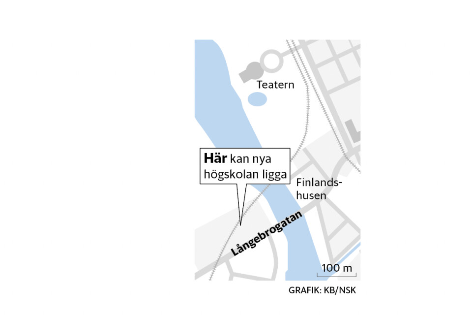 ”Vilans strandäng” mittemot Finlandshusen är ett av förslagen dit Högskolan Kristianstad kan flytta.