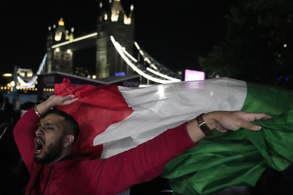 En supporter viftar med den italienska flaggan