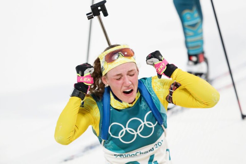 Sveriges Hanna Öberg under skidskytte damer, distans, 15 km på Alpensia Biathlon Centre o vinter-OS i Pyeongchang, Sydkorea.