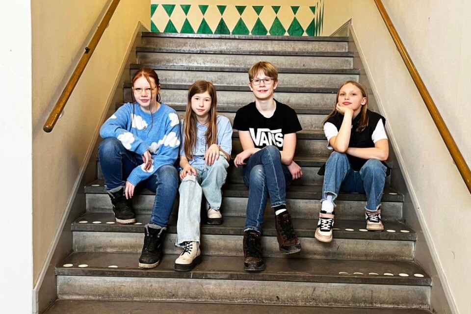Lilith Sjögren, 11 år, Lily Hellström, 12 år, Gustav Williamsson, 13 år, och Tuva Petersson, 12 år.