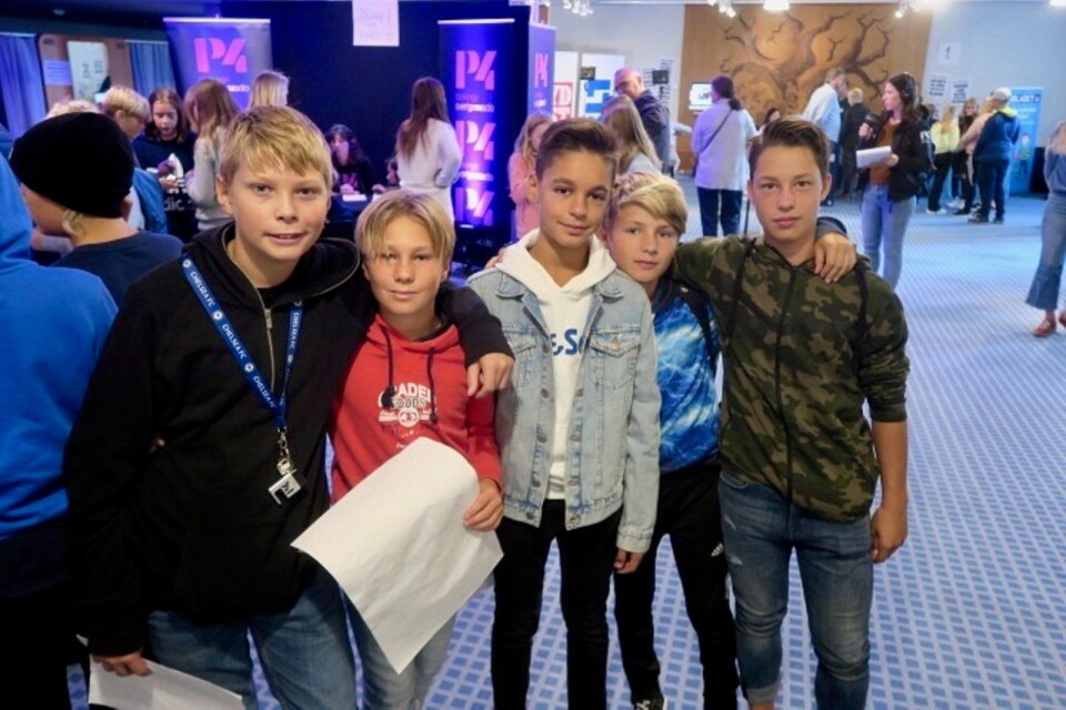 Liam Ingemarsson, Eskil Kummel, Leon Krasniqi, Isaac König och Mate Skärlund från Rödebyskolan.