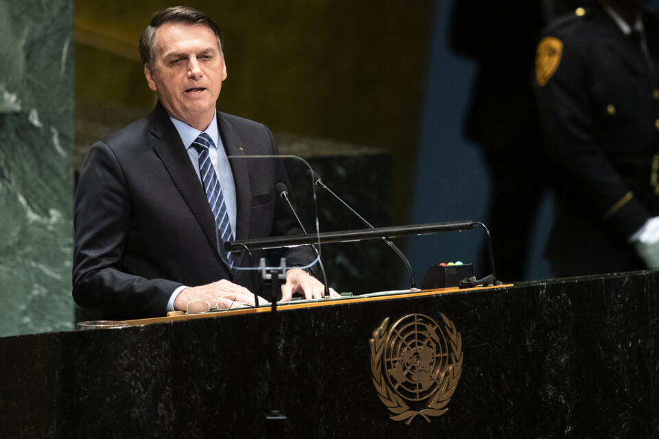 Brasiliens president Jair Bolsonaro talade inför FN:s generalförsamling på tisdagen.