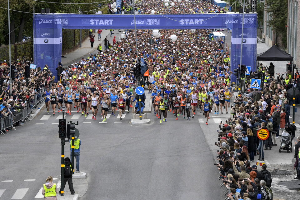 Starten av Stockholm Marathon i fjol. Men blir det något lopp i år?