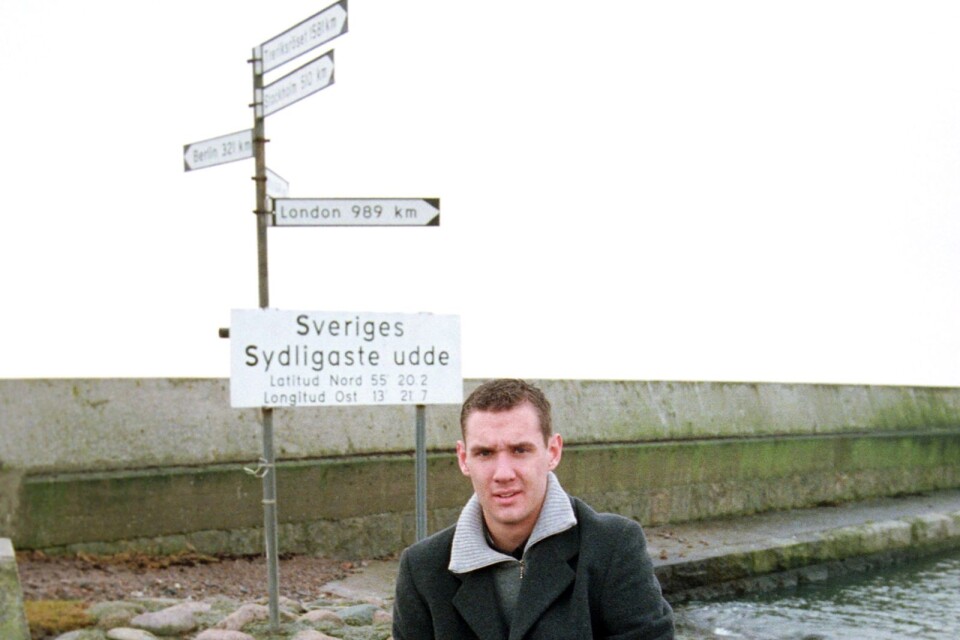 Andreas Isaksson porträtterades i hemmamiljö i Smygehuk 1999.