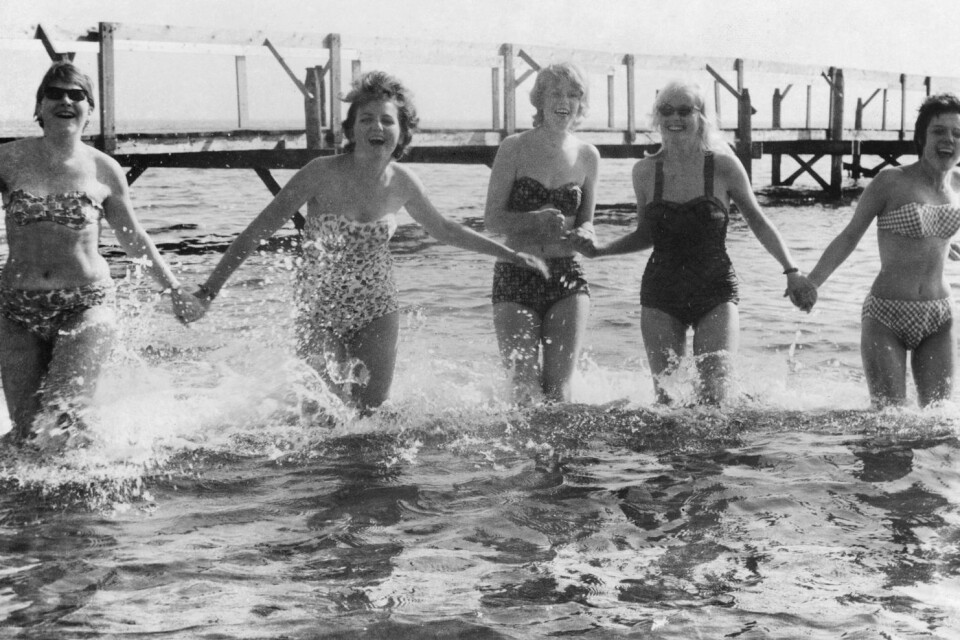Glada badare på Dalabadet 1963.