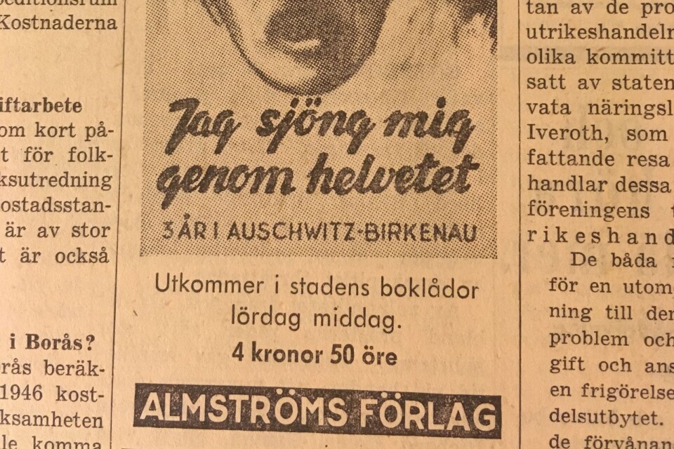 Annons för boken i Borås Tidning, september 1945.